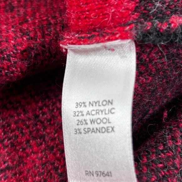J.Jill Buffalo Red Black Cardigan Wool Blend Soft Jacket Large Petite - Picture 11 of 11